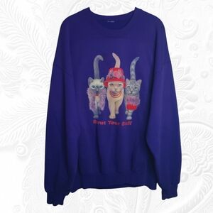 Sweatshirt With Three Fancy KITTY Cats Graphic Size XL